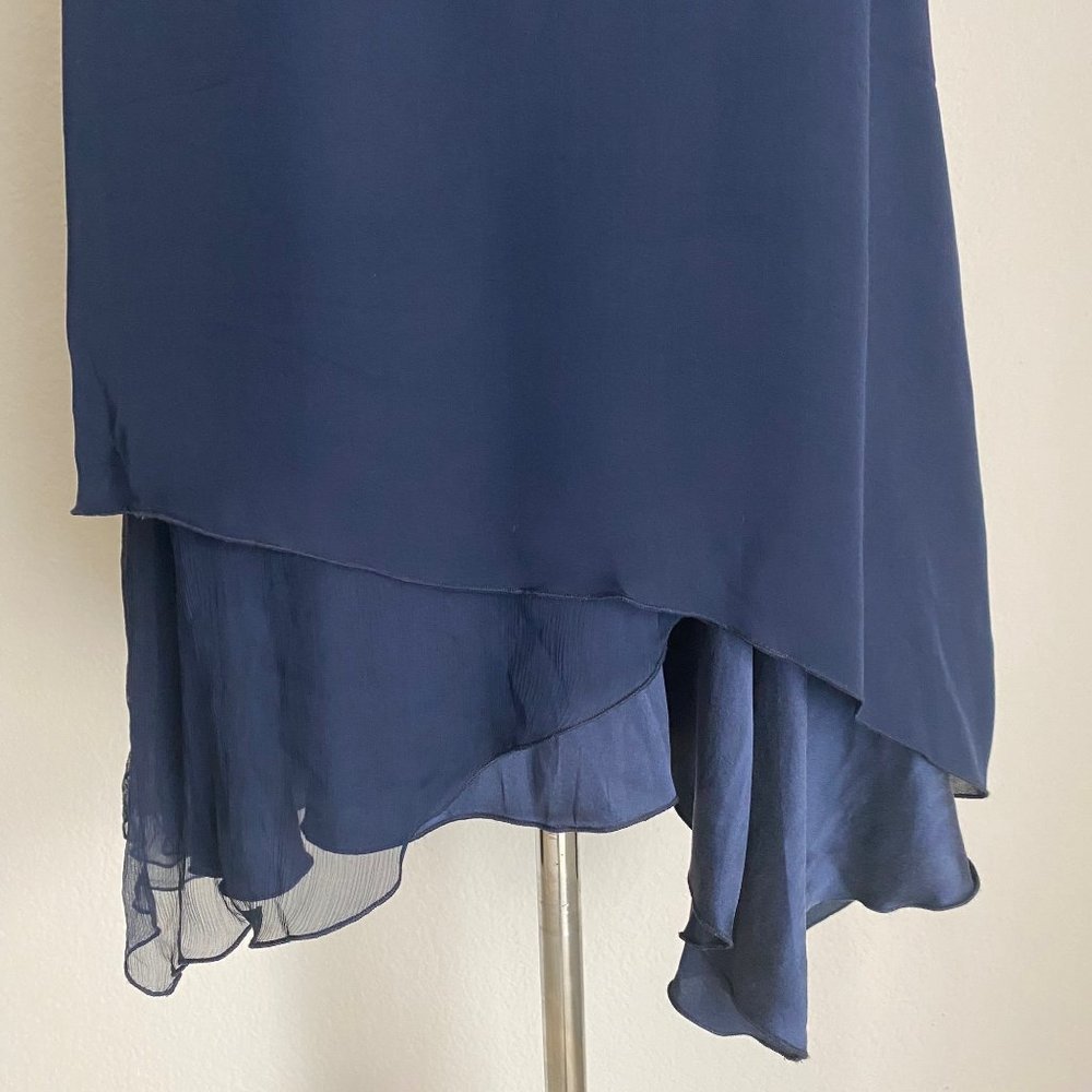 Alice & Olivia sz S 100% Silk spaghetti strap scoop neck asymmetrical shift mini - Picture 5 of 11